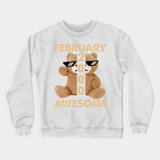 February 2000 Awesome Bear Cute Birthday Crewneck Sweatshirt